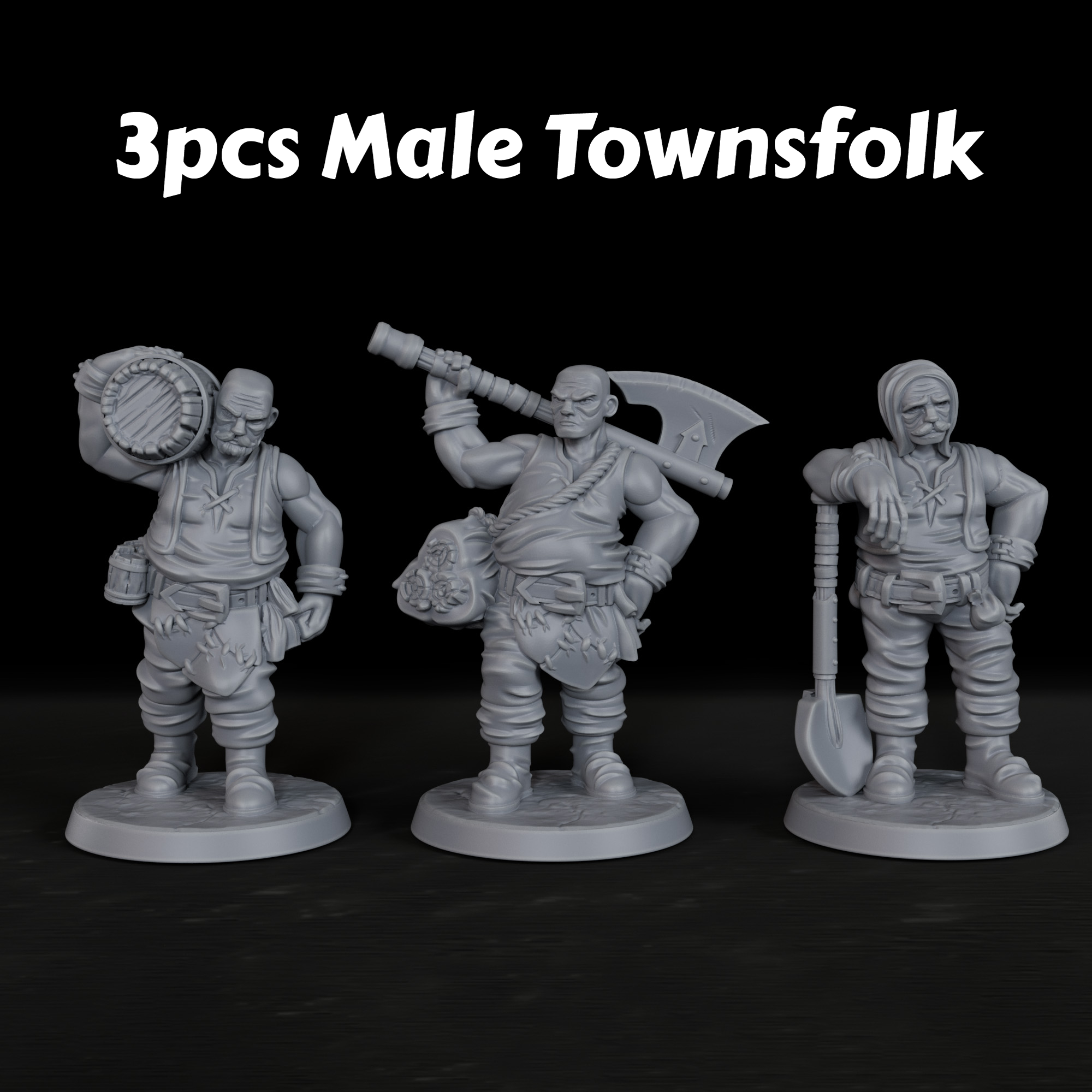 Gaming Handheld Accessories - 3pcs Male Townsfolk Miniature - Great