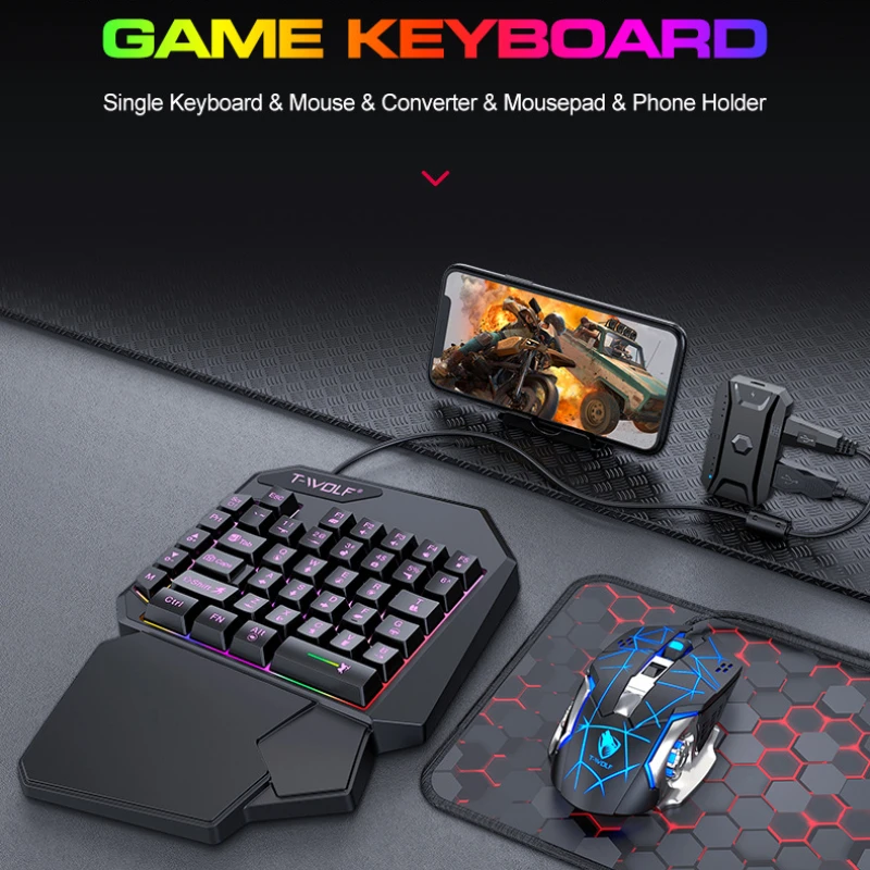 T-WOLF TF900 One Handed Keyboa - Gaming Accessories Bundle ulasan dan harga