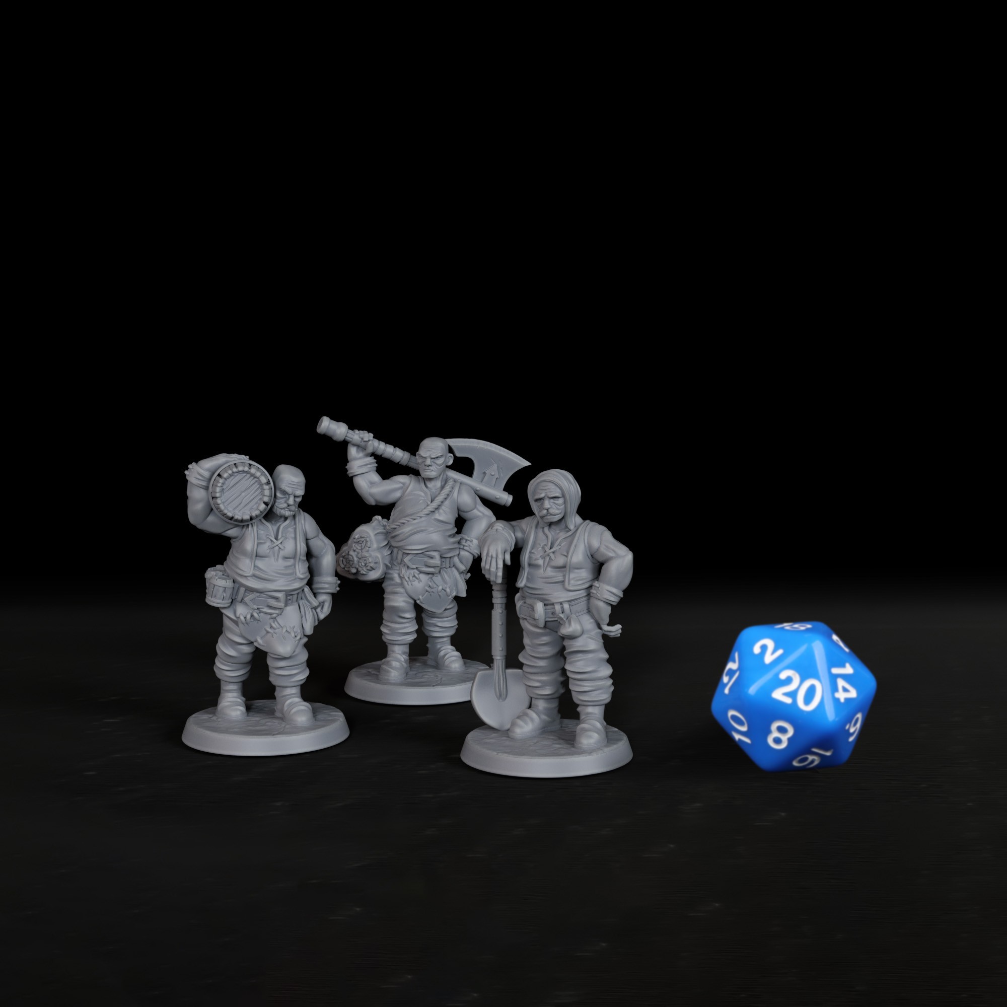 3pcs Male Townsfolk Miniature  - Gaming Handheld Accessories ulasan dan harga