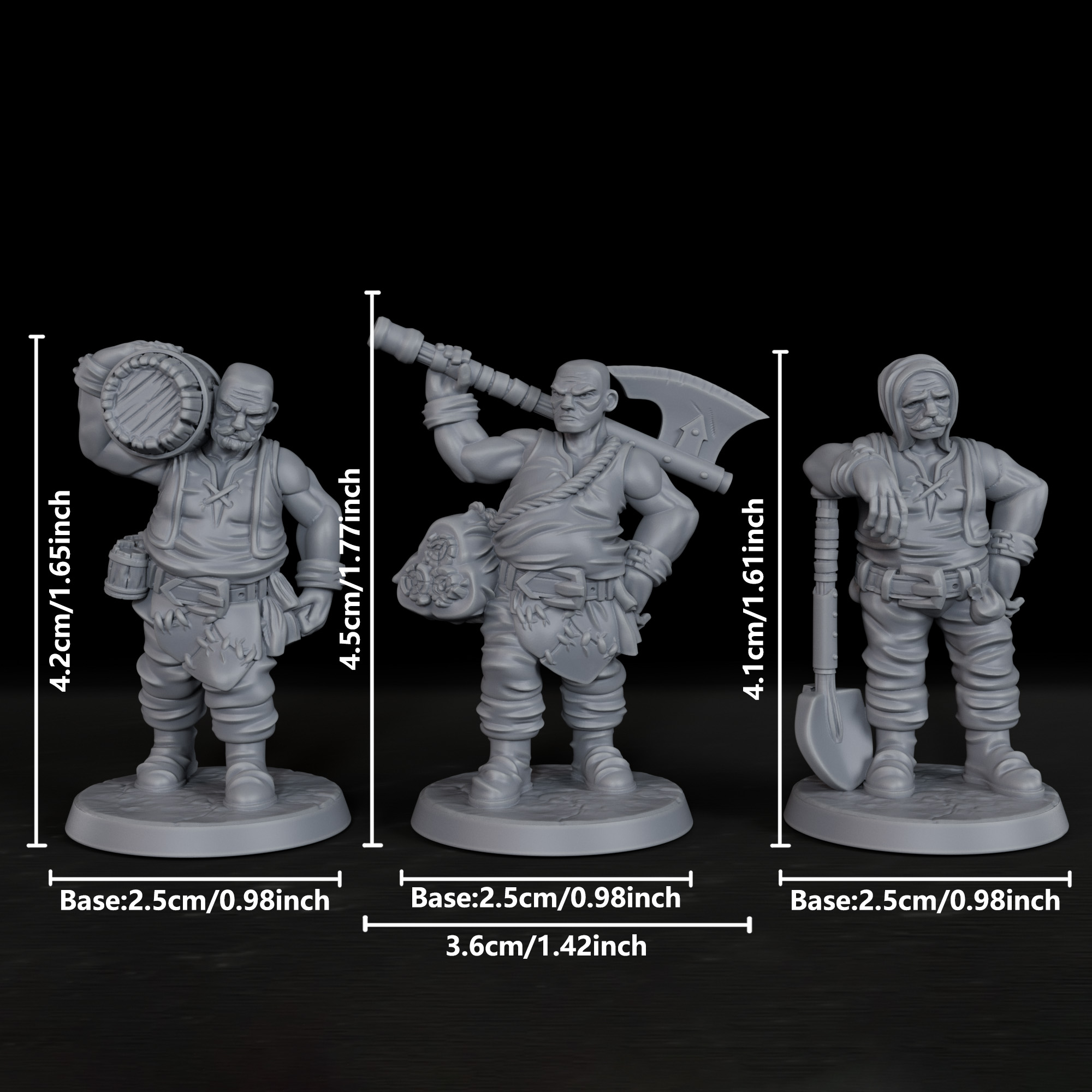 3pcs Male Townsfolk Miniature  - Gaming Handheld Accessories ulasan dan harga