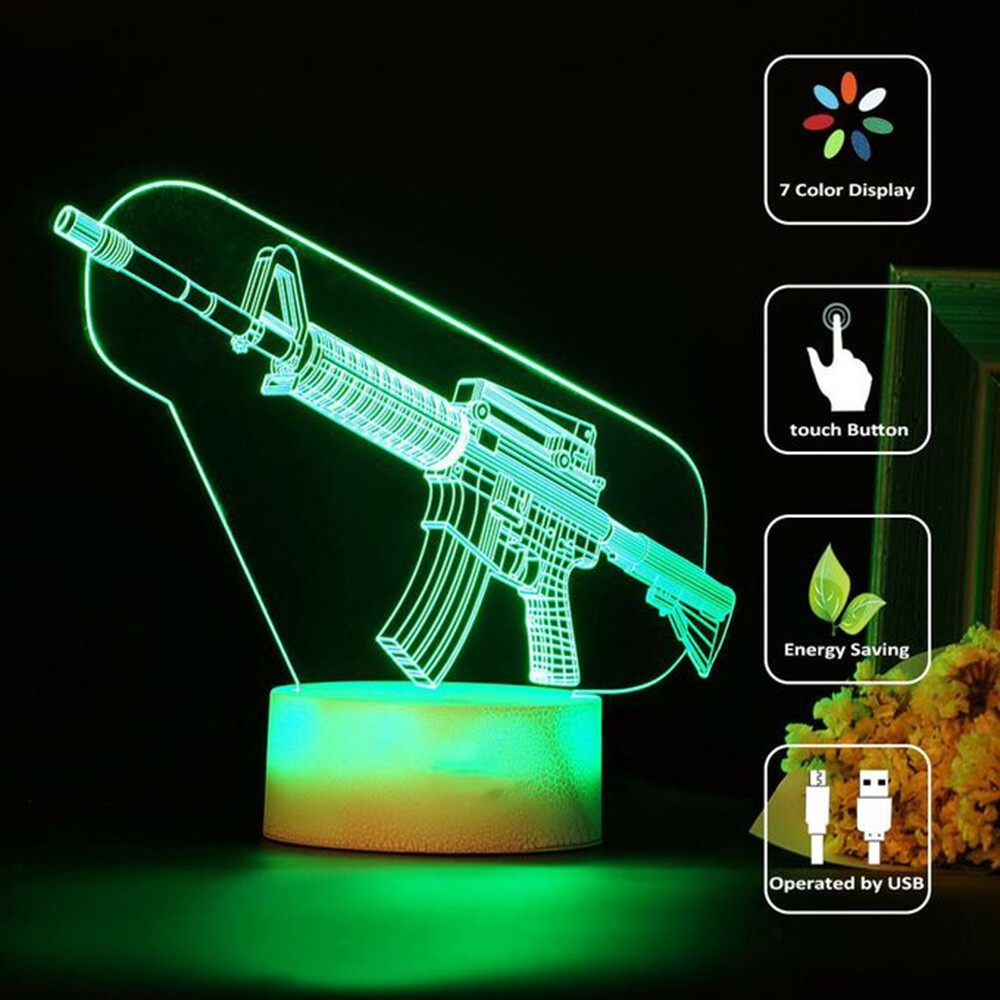 Game Rifle 3d Led Night Light  - Gaming Accessories Boys ulasan dan harga