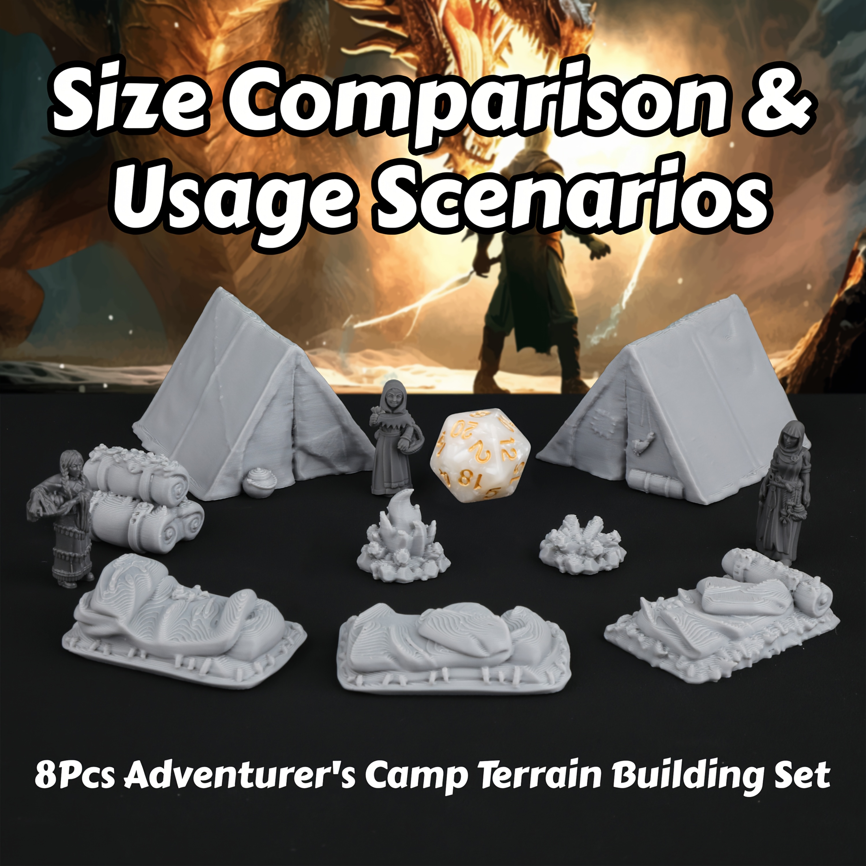 8pcs RPG Adventurer's Camp Min - Gaming Handheld Accessories ulasan dan harga
